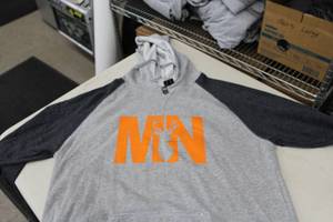 District Pullover Hooded Sweatshirt MN Buck Light GreyDark GreyOrange Print Size XLarge