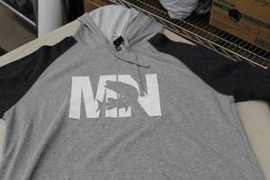 District Pullover Hooded Sweatshirt MN Muskee Light GreyDark GreyWhite Print Size 2XL