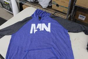 District Pullover Hooded Sweatshirt MN Loon BlueDark GreyWhite Print Size 2XL