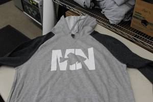 District Pullover Hooded Sweatshirt MN Crappie Light GreyDark GreyWhite Print Size XL