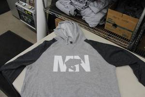 District Pullover Hooded Sweatshirt MN Bass Light GreyDark GreyWhite Print Size XL