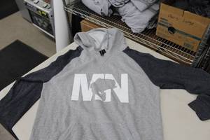 District Pullover Hooded Sweatshirt MN Bass Light GreyDark GreyWhite Print Size Medium