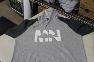 District Pullover Hooded Sweatshirt MN Walleye Light GreyDark GreyWhite Print Size Large