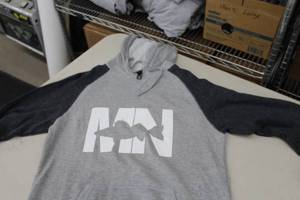 District Pullover Hooded Sweatshirt MN Walleye Light GreyDark GreyWhite Print Size Small