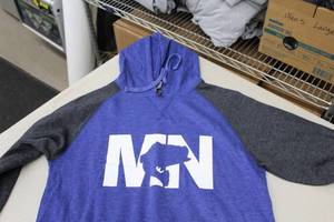 District Pullover Hooded Sweatshirt MN Bass BlueDark GreyWhite Print Size Small