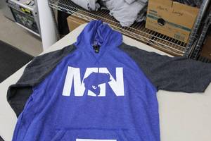 District Pullover Hooded Sweatshirt MN Bass BlueDark GreyWhite Print Size Large