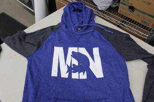 District Pullover Hooded Sweatshirt MN Muskee BlueDark GreyWhite Print Size Medium