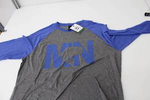 District Long Sleeve Baseball Shirt MN Bass Dark GreyBlueBlue Print Size Medium