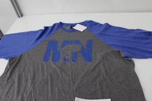 District Long Sleeve Baseball Shirt MN Bass Dark GreyBlueBlue Print Size 3XL