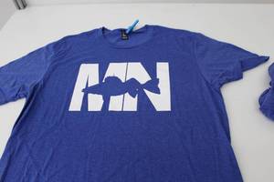 District Short Sleeve T-Shirt MN Walleye BlueWhite Print Size Large