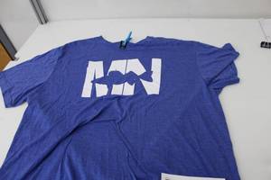 District Short Sleeve T-Shirt MN Walleye BlueWhite Print Size 2XL