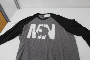 District Long Sleeve Baseball Shirt MN Northern Light GreyDark GreyWhite Print Size 2XL