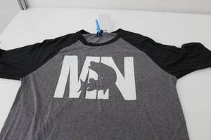 District Long Sleeve Baseball Shirt MN Northern Light GreyDark GreyWhite Print Size Medium