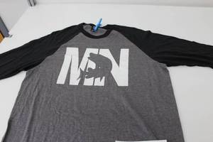 District Long Sleeve Baseball Shirt MN Northern Light GreyDark GreyWhite Print Size Large
