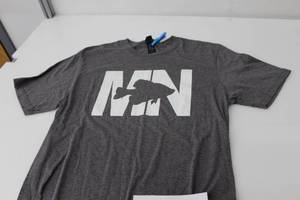 District Short Sleeve T-Shirt MN Crappie Dark GreyWhite Print Size Medium