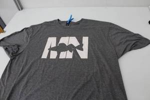 District Short Sleeve T-Shirt MN Walleye Dark GreyWhite Print Size 2XL