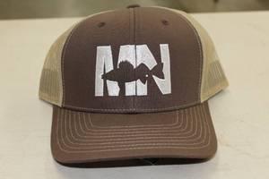 Richardson Sports Snapback Trucker Cap MN Walleye BrownTanWhite Print