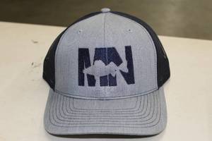 Richardson Sports Snapback Trucker Cap MN Walleye Light GreyBlueBlue Print