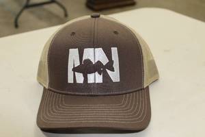 Richardson Sports Snapback Trucker Cap MN Walleye BrownTanWhite Print