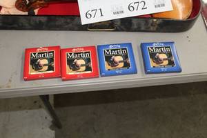 lot 671 image: Lot of (4) Martin Acoustic Guitar Strings - 8020 Bronze Light .012-.054, Phosphor Bronze Medium .013-.056