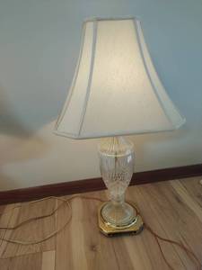 lot 100 image: Glass table lamp with fabric shade
