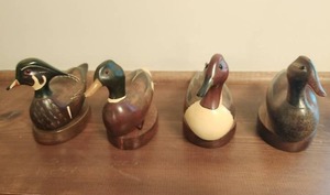 lot 224 image: Four Wildlife With Wood Hand carved Ducks