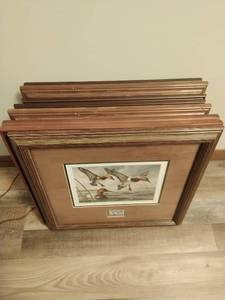 lot 233 image: Collection Of Framed Duck Prints And Stamps