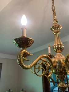 lot 107 image: Brass chandelier