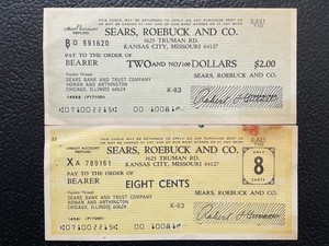 Vintage Sears, Roebuck and Co Checks
