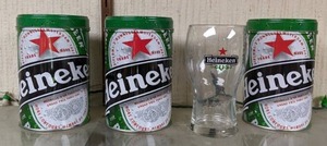 lot 47 image: Set of 3 Heineken Beer Glasses in Collectible Original Tins with Lids
