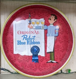 lot 48 image: Vintage Pabst Blue Ribbon Tin Serving Tray