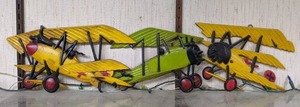 lot 37 image: Vintage Set of 3 Sexton Cast Metal Airplane Wall Hangings