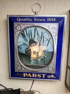 lot 7 image: Vintage Lighted Pabst Blue Ribbon Beer Hanging Sign