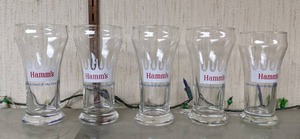 lot 43 image: Set of 5 Vintage Hamms Beer Glasses (4-Lg., 1-Sm.)