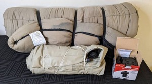 lot 131 image: For the Outdoors Man Sleeping Bag, Air Mattress, DC Electric Air Pump