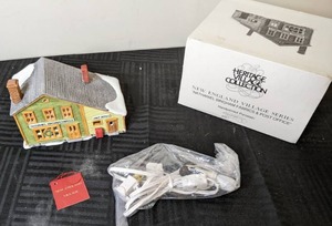 lot 148 image: Dept 56 Heritage Village Collection New England Village Series Nathaniel Bingham Fabrics & Post Office