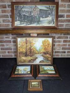 lot 218 image: Five Landscapes Framed Art