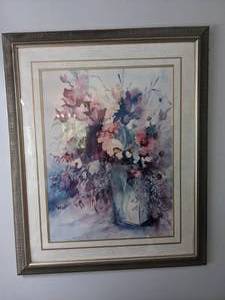 lot 75 image: Vase of Flowers Framed Wall Art