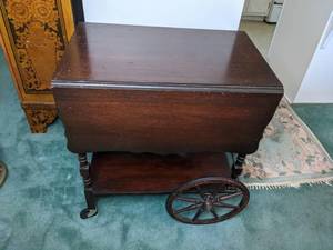 lot 51 image: Antique Wood Tea Cart