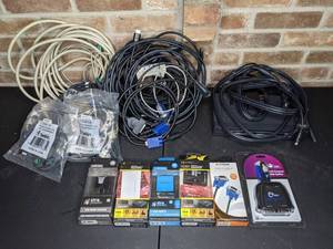 lot 228 image: Belkin OmniView PRO2 4-Port KVM Switch and Assortment of USB Chargers, Switches, VGA Cables and More
