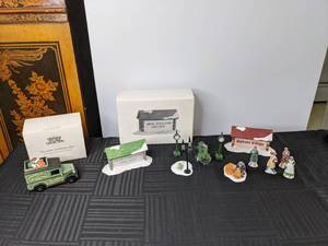 lot 441 image: Dept. 56 Heritage Village Collection Village Express Van, New England Village, Dickens Village Sign and Figurines