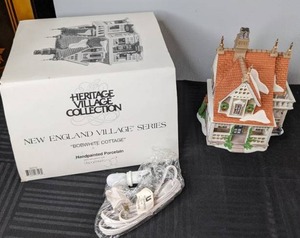 lot 420 image: Heritage Village Collection New England Village Series Bobwhite Cottage Lighted Ceramic Building, 1996