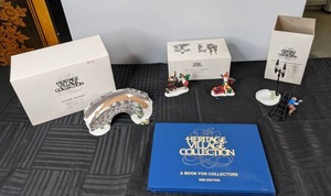 lot 422 image: RETIRED Department 56 Heritage Village Collection Stone Bridge, Dont Break The Ornaments and Lamp Lighter Accessory Set Dickens Village Series