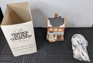 lot 405 image: Heritage Village Collection, Dickens Village Series, Geo Weeton Watchmaker Lighted Ceramic Building, 1988