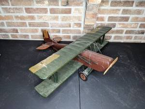 lot 251 image: Large Green & Red Antique Model Biplane