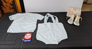 lot 490 image: Spur Creation Boule Baby Sweater, Bottoms, and Lily Shoe Co. Zippered Shoe