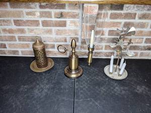 lot 523 image: Group of (3) Decorative Taper Candle Holders