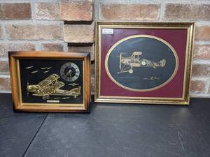 lot 528 image: Ken Broadbent Quality Collages and 1903 Bi-Plane Clock