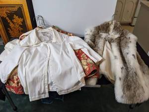 lot 584 image: Collection of Womens Shirts, Scarf, and Faux Fur Jacket Coldwater Creek, Fred David, Croft & Barrow, Notations, Etc.