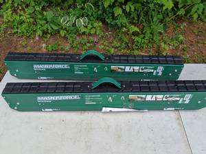 lot 626 image: Set of (2) Masterforce Adjustable Folding Steel Sawhorses